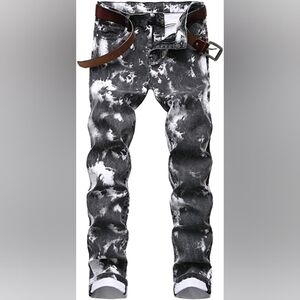 New Mens Painted Designer Slim Fit Jeans Multiple Sizes